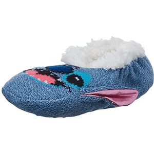 Disney womens Disney Lilo & Stitch Teddy faux fur Slipper Sock, Blue Light, Fits Sock Size 9-11 Fits Shoe Size 4-10.5 US