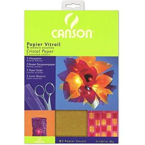 Canson 200992700 kristalpapier, 21 x 29,7, A4, 40 g/m², rood/geel/blauw/paars/donkergroen