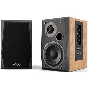 Wiibo Neo 50, draagbare bluetooth-luidspreker, intelligente HiFi-luidspreker, vermogen 50 W, paar bluetooth-luidsprekers, elegante houtlook, voor plank, inclusief afstandsbediening, meerkleurig