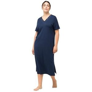 Ulla Popken - Nachthemd - Nachtblauw - V-hals - Halve Mouwen - Modal
