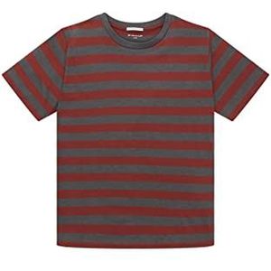 TOM TAILOR Jongens T-shirt voor kinderen met strepen 1033818, 30921 - Bordeaux Grey Melange Stripe, 128