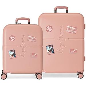 Pepe Jeans Chest Kofferset roze 55/70 cm stijve ABS-sluiting TSA-sluiting 116L 7,54 kg 10 dubbele wielen handbagage