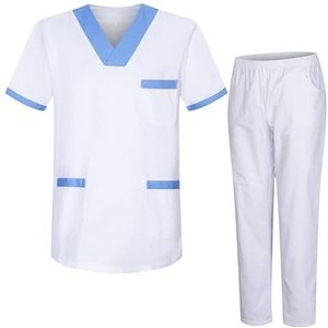 MISEMIYA - 2-817-8312, pak en broek voor sanitair, uniseks, medische uniformen, pak van 2 stuks, wit 8171-2, S