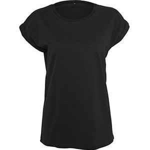 Build Your Brand Dames T-shirt Ladies Extended Shoulder Tee, bovenstuk voor vrouwen met overgesneden schouders verkrijgbaar in vele kleuren, maten XS - 5XL