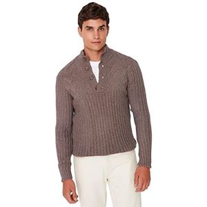 Trendyol Mannen hoge hals effen slanke trui sweatshirt, nertskleur, L, nertskleur, L
