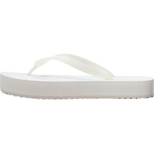 Calvin Klein Jeans Vrouwen strand sandaal Flatform MONOLOGO Flip Flop, eierschaal/wit, 36 UK, Eierschaal Wit, 36.5 EU