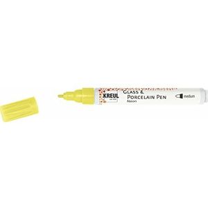KREUL 16581 - Glass & Porcelain Pen Neon geel, lijndikte 2-4 mm, fluorescerende glas- en porseleinverf, halfdekkend, intense helderheid op witte oppervlakken