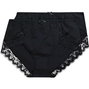 Ulla Popken Set van 2 damesslips met kant, zwart, 58-60