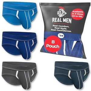 Real Men 0in Nylon Sport Briefs B Pouch Sm 4pk Drk Blu/DrkGry/Gry/Lt Blu Breathable Mesh Mens Underwear With Pouch For Balls And Shaft Vasectomy Underwear For Men Mens Nylon Briefs