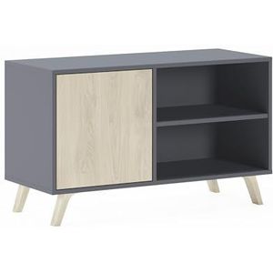 Skraut Home - Tv-kast voor woonkamer - 57 x 95 x 40 cm - Geschikt voor 32/40"" TV - Wind 100 Model - Grijs - Puccini Kleur Draaideur