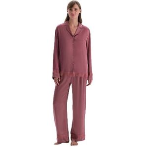 Dagi Dames normale taille kant gedetailleerde geweven broek pyjamabroek, Stoffige Roos, 42