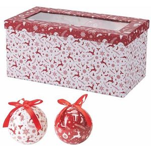 Santa's House, set van 12 kerstballen, diameter 7,5 cm, glanzend, in geschenkdoos, rendierdecoratie