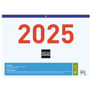 Finocam - Kalender 2025, maandoverzicht, januari 2025 - december 2025 (12 maanden), Spaans