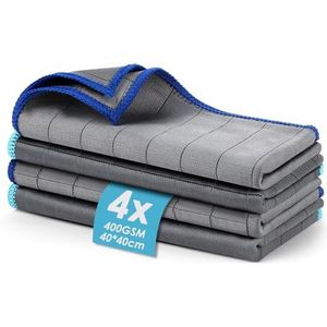 NEUTYPECHIC 4 stuks magische raamdoeken, 40 x 40 cm, microvezelhanddoek voor auto, absorbeert snel water, microvezeldoek, auto, geen haaruitval, theedoeken, keuken, geschikt voor auto's, glas