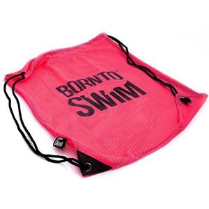 BornToSwim Mesh zak voor zwemuitrusting zwemtas met trekkoord, roze/zwart, 62 x 50 cm, 20 liter