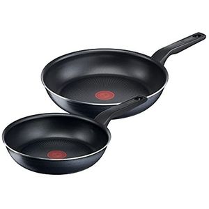 Tefal C38590 XL Force 2-delige pannenset | 24/28 cm | anti-aanbaklaag | thermosignaal temperatuurindicator | Diffusion Base pannenbodem | zwart