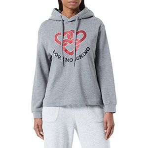 Love Moschino Dames Regular Fit Hoodie met Chained Hearts Print Sweatshirt, Medium Melange Grijs, 48