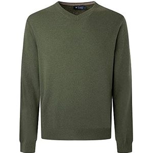 Hackett London Heren Merino Cash Mix V NCK Pullover Sweater, ivy, S