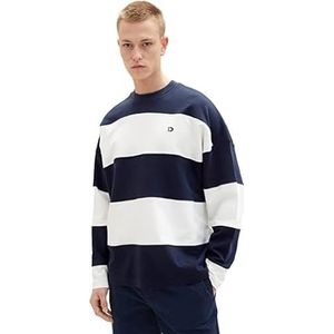 TOM TAILOR Denim Oversize college sweatshirt met strepen voor heren, 10668 - Sky Captain Blue, L