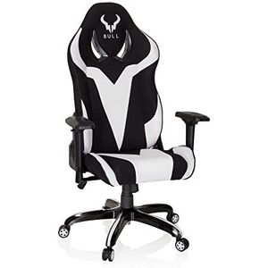 hjh OFFICE 729264 Racing directiestoel Promoter II stof zwart/wit gaming PC stoel sportstoel met kantelfunctie