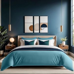 Premium Ranforce Single Quilt Cover, 135 x 200 cm, 100% katoen, petroleumblauw | knoopsluiting, 145 draden count, machinewasbaar op 30 °C | zacht en duurzaam, Twin