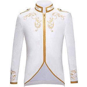 PYJTRL Heren Stijlvolle Hof Prins Zwart Fluwelen Goud Borduurwerk Blazer pak jas