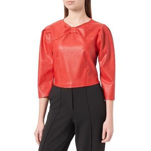 NAEMI Dames kunstleren blouse 19525718-NA01, rood, L, rood, L
