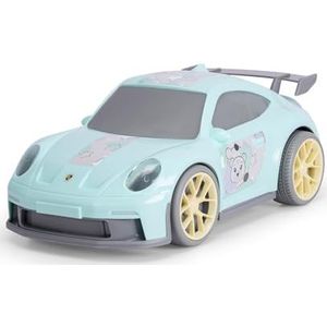 Dickie Toys ABC Porsche 911 GT3 Cozy Chris Auto (27 cm), grote speelgoedauto vanaf 1 jaar, met vrijloop en schattige stickers, speelgoed voor baby's en kinderen vanaf 12 maanden