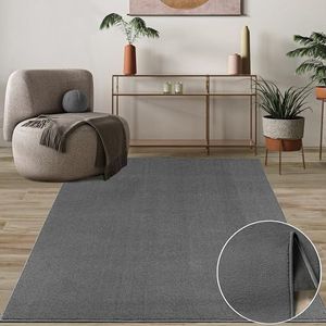 Mia's Carpets Cleo Luxe en zacht woonkamertapijt, onderhoudsvriendelijk, antislip onderkant, antraciet, 120 x 160 cm