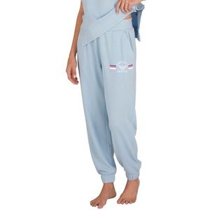 EMPORIO ARMANI Vrouw Lichte Badstof Broek met Manchetten Blauw XS, Lichtblauw, XS