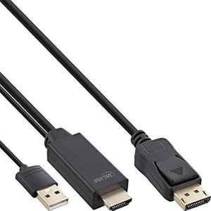 InLine® HDMI naar DisplayPort converter kabel, 4K, zwart/goud, 1m