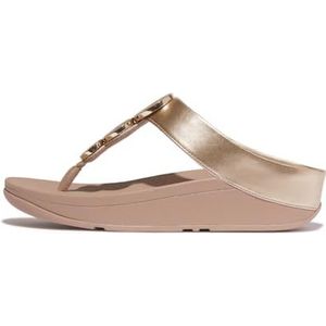 Fitflop Halo Parel-Cirkel Toe-Post Sandalen voor dames, Metallic Latte Beige, 6.5 UK, Metallic Latte Beige, 40 EU