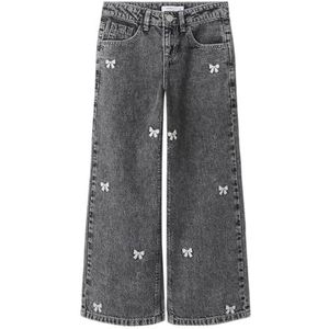 NAME IT Meisjes Nkfrose Wide Emb Jeans 3285-Be, Medium Grey Denim, 116