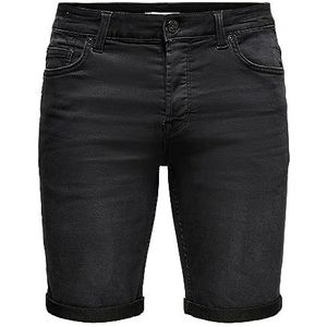 ONLY & SONS Jeansshorts voor heren, zwart denim, 3XL