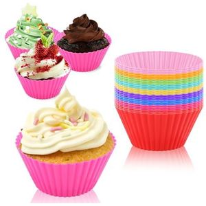 ASelected Siliconen Cupcake Box Herbruikbare Siliconen Muffin Doos 9 Kleur Non-Stick Siliconen Mallen Vaatwasser Veilig (27 stuks)