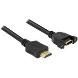 Delock HDMI verlengkabel 1,00 m 85102 schroefbaar, vergulde stekkercontacten zwart [1x HDMI-Ste