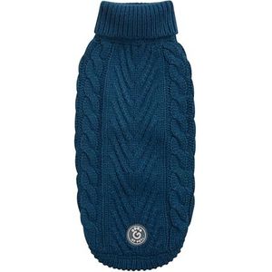 GF Pet Hondentrui, chalettrui, gebreide wintertrui voor honden, gehaakte coltrui, hondenjas - donker groenblauw - Small