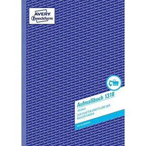 AVERY Zweckform 1318 afmetingen (A4, met 2 vellen blauw papier, door juridische experts getest, voor Duitsland en Oostenrijk voor de exacte vaststelling van de bouwprestaties, 100 vellen) wit
