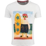 Key Largo Shirt 'Surfing Chicken'  nude / aqua / goudgeel / wit