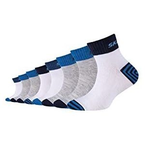 Skechers SK42043000 - Boys mesh ventilatie stripe quarter sokken 8 paar, kleur wit mix, maat 27/30, Witte mix