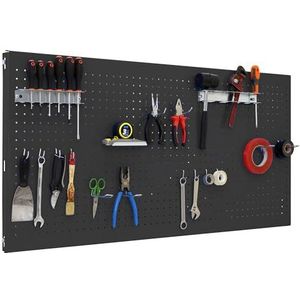Simon Rack Simonwork Gereedschapswand voor aan de muur, organizer voor gereedschap, inclusief 14 haken en 3 houders, 1200 x 400 mm, antraciet