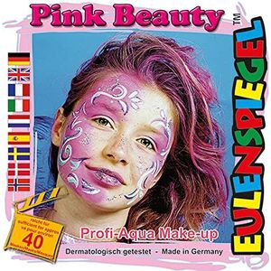 Eulenspiegel 204061 - motiefset Pink Beauty, 4 kleuren, 1 penseel, 1 handleiding, voor ca. 40 maskers, carnaval, themafeest