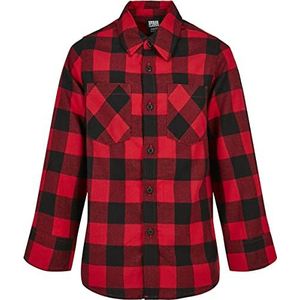 Urban Classics Jongens Boys Checked Flanel Shirt, zwart/rood, 122/128 cm