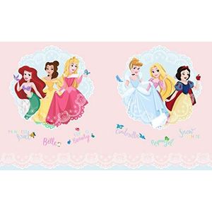 AG Design prinses met kantmedaillons, Disney, gordijnen voor kinderkamer, 2 delen, meerkleurig, 180 x 160 cm