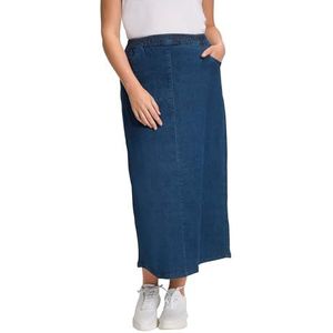 Ulla Popken Lange denim rok voor dames, dark blue, 42-44