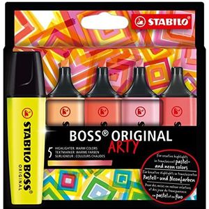 Tekstmarkeerstift - STABILO BOSS ORIGINAL - ARTY - 5 stuks - met 5 verschillende kleuren