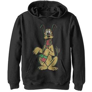 Disney Characters Pluto Holiday Colors Boy's Hooded Pullover Fleece, Black, Small, zwart, S