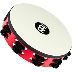 Meinl Percussion TAH2BK-R-TF Touring Tambourine met stalen klemmen (2 rijen), 25,40 cm (10 inch) diameter, rood