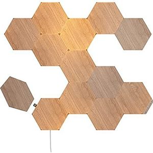 Nanoleaf Elements Hexagon Starter Kit, 13 Wood Look LED Smart Light Panels - Dimmable & Modular Wi-Fi Wall Mood Lights, Works with Alexa Google Assistant Apple Homekit, for House Room Decor or Desk