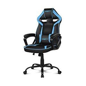DRIFT Gaming Chair DR50 -DR50BL- Gamestoel, professioneel, in hoogte verstelbaar, tuimelstoel, gevoerde armleuningen, kunstleer, 67 x 122-131 x 67 cm zwart/blauw